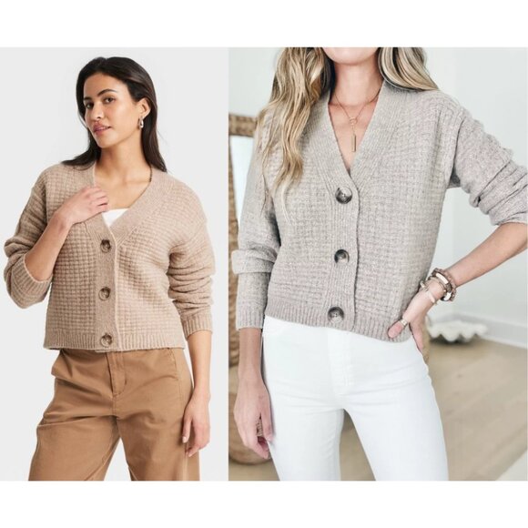 NWT Universal Thread Tan Cashmere-Like V-Neck Super Soft Cardigan Size M Medium - Picture 1 of 4